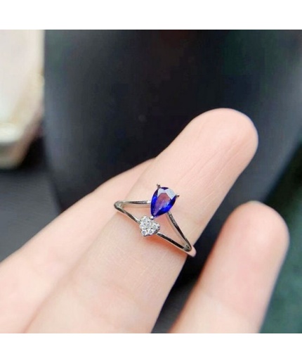 Natural Blue Sapphire Ring, 925 Sterling Sliver, Engagement Ring, Wedding Ring, luxury Ring, solitaire Ring, Pear cut Ring | Save 33% - Rajasthan Living 3