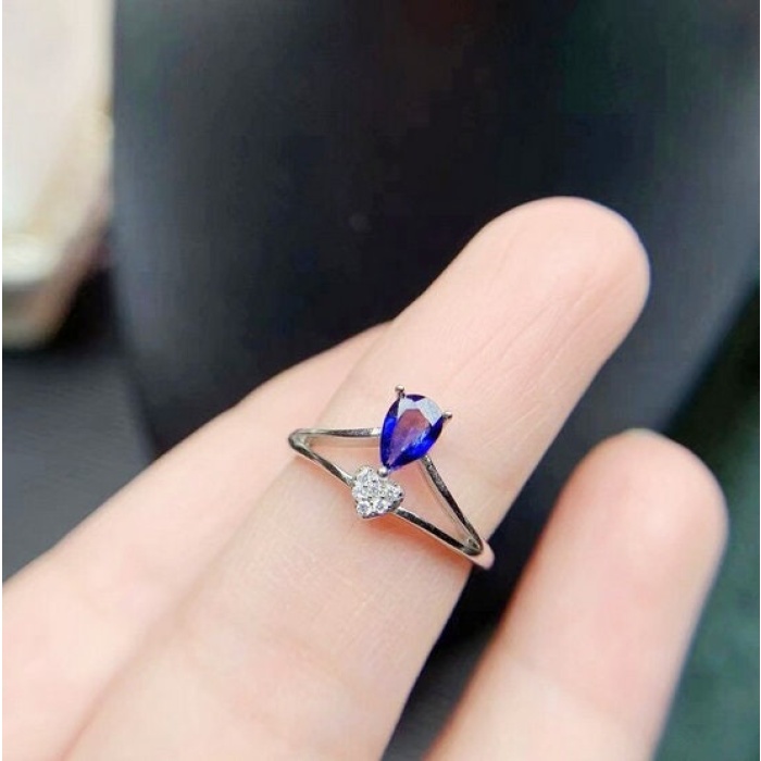 Natural Blue Sapphire Ring, 925 Sterling Sliver, Engagement Ring, Wedding Ring, luxury Ring, solitaire Ring, Pear cut Ring | Save 33% - Rajasthan Living 6