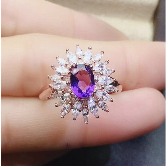 Natural Amethyst Ring, 925 Sterling Silver, Amethyst Engagement Ring, Amethyst Ring, Wedding Ring, Luxury Ring, Ring/Band, Oval Cut Ring | Save 33% - Rajasthan Living 9