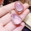 Natural Rose Quartz Jewelry Set, Engagement Ring, Rose Quartz Silver Pendent, Woman Pendant, Pendant Necklace, Luxury Ring, Pear Cabochon | Save 33% - Rajasthan Living 16