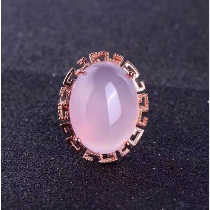 Natural Rose Quartz Jewelry Set, Engagement Ring, Rose Quartz Silver Pendent, Woman Pendant, Pendant Necklace, Luxury Ring, Oval Cabochon | Save 33% - Rajasthan Living 9