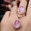 Natural Rose Quartz Jewelry Set, Engagement Ring, Rose Quartz Silver Pendent, Woman Pendant, Pendant Necklace, Luxury Ring, Oval Cabochon | Save 33% - Rajasthan Living 16
