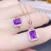 Natural Amethyst Jewellery Set , Engagement Pendent, Silver Amethyst Pendent, Woman Ring, Luxury Pendent, Emerald Cut Stone Pendent | Save 33% - Rajasthan Living 14