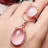 Natural Rose Quartz Jewelry Set, Engagement Ring, Rose Quartz Silver Pendent, Woman Pendant, Pendant Necklace, Luxury Ring, Oval Cabochon | Save 33% - Rajasthan Living 13