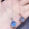 Natural Blue Topaz Jewelry Set, Engagement Ring, Blue Topaz Jewellery Set, Woman Pendant, Topaz Necklace, Luxury Pendant, Oval Cut Stone | Save 33% - Rajasthan Living 12