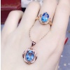 Natural Blue Topaz Jewelry Set, Engagement Ring, Blue Topaz Jewellery Set, Woman Pendant, Topaz Necklace, Luxury Pendant, Oval Cut Stone | Save 33% - Rajasthan Living 11