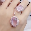 Natural Rose Quartz Jewelry Set, Engagement Ring, Rose Quartz Silver Pendent, Woman Pendant, Pendant Necklace, Luxury Ring, Oval Cabochon | Save 33% - Rajasthan Living 14