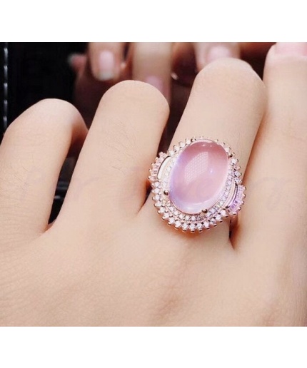 Natural Rose Quartz Jewelry Set, Engagement Ring, Rose Quartz Silver Pendent, Woman Pendant, Pendant Necklace, Luxury Ring, Oval Cabochon | Save 33% - Rajasthan Living 3