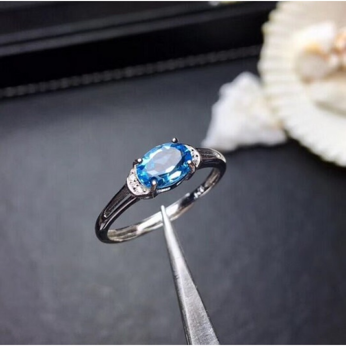 Natural Blue Topaz Ring, 925 Sterling Sliver, Topaz Engagement Ring, Topaz Ring, Wedding Ring, luxury Ring, solitaire Ring, Oval cut Ring | Save 33% - Rajasthan Living 9