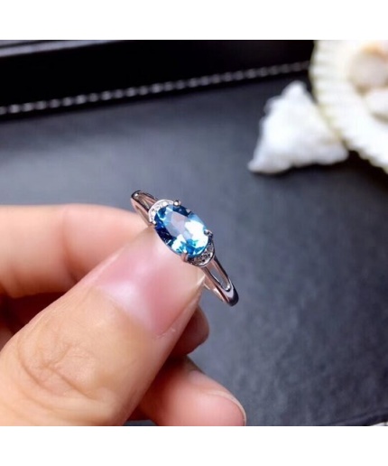 Natural Blue Topaz Ring, 925 Sterling Sliver, Topaz Engagement Ring, Topaz Ring, Wedding Ring, luxury Ring, solitaire Ring, Oval cut Ring | Save 33% - Rajasthan Living 3