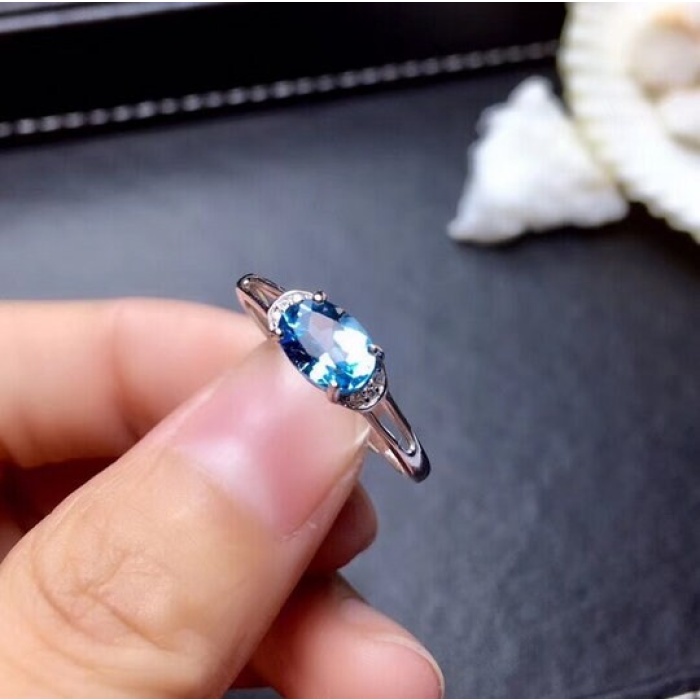 Natural Blue Topaz Ring, 925 Sterling Sliver, Topaz Engagement Ring, Topaz Ring, Wedding Ring, luxury Ring, solitaire Ring, Oval cut Ring | Save 33% - Rajasthan Living 6