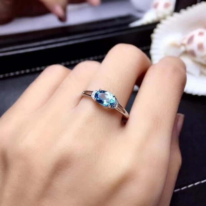 Natural Blue Topaz Ring, 925 Sterling Sliver, Topaz Engagement Ring, Topaz Ring, Wedding Ring, luxury Ring, solitaire Ring, Oval cut Ring | Save 33% - Rajasthan Living 8