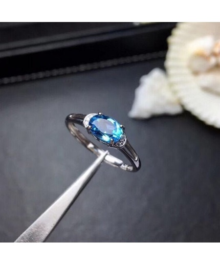 Natural Blue Topaz Ring, 925 Sterling Sliver, Topaz Engagement Ring, Topaz Ring, Wedding Ring, luxury Ring, solitaire Ring, Oval cut Ring | Save 33% - Rajasthan Living