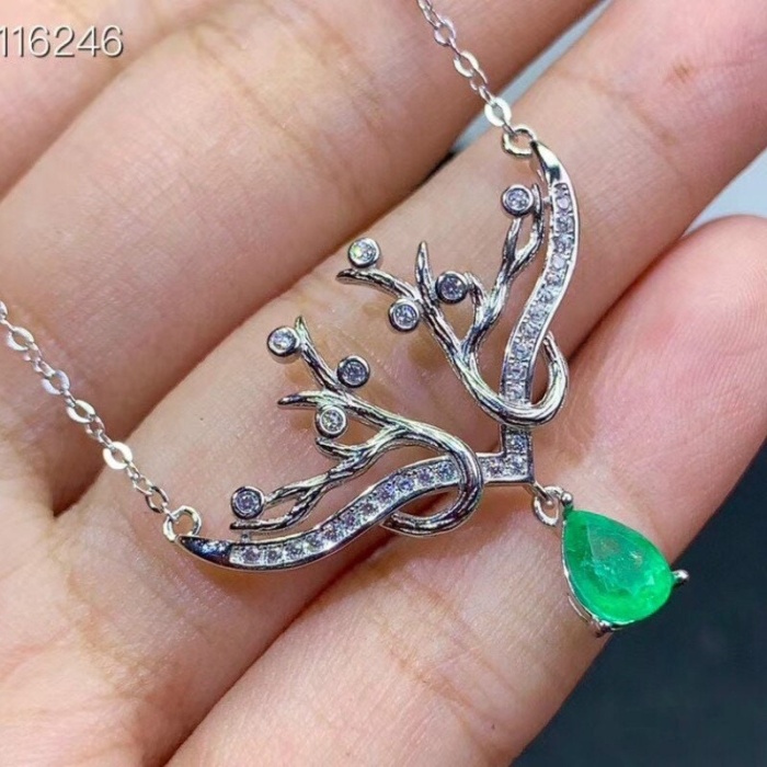 Natural Emerald Pendant, Engagement Pendant, Emerald Silver Pendent, Woman Pendant, Pendant Necklace, Luxury Pendent, Pear Cut Stone Pendent | Save 33% - Rajasthan Living 7