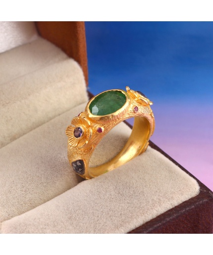 Natural Emerald Victorian Ring, Diamond Victorian Ring, Vintage Ring, 925 Sterling Silver Ring, Tanzanite & Diamond Ring, Luxury Ring | Save 33% - Rajasthan Living 3