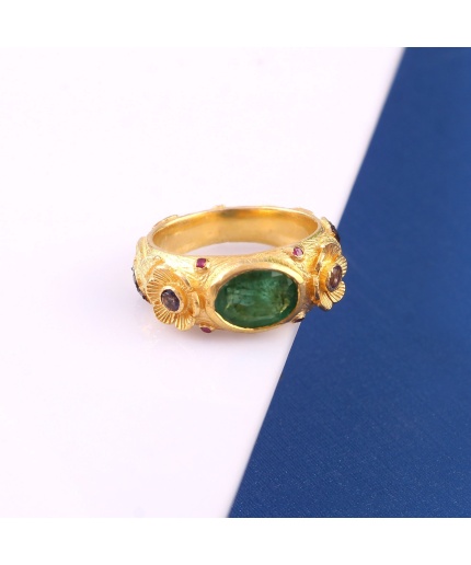 Natural Emerald Victorian Ring, Diamond Victorian Ring, Vintage Ring, 925 Sterling Silver Ring, Tanzanite & Diamond Ring, Luxury Ring | Save 33% - Rajasthan Living