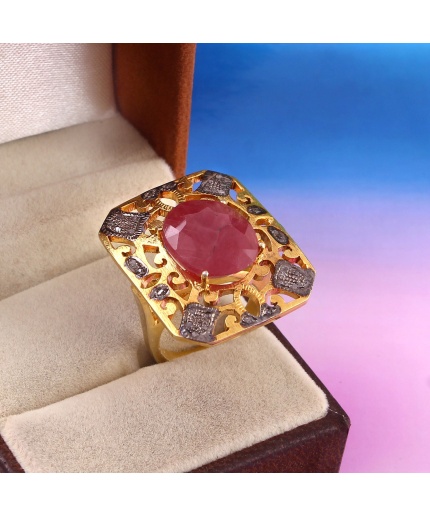 Ruby Victorian Ring, Diamond Victorian Ring, Vintage Ring, Victorian Jewelry, 925 Sterling Silver Ring, Ruby and Diamond Ring, Luxury Ring | Save 33% - Rajasthan Living 7