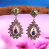 Sapphire Victorian Earrings, Diamond Earrings, Drop Earrings, Vintage Earrings, Victorian Jewelry, Emerald & Diamond Earrings, Gift For Her | Save 33% - Rajasthan Living 8