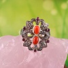Natural Coral Victorian Ring, Diamond Victorian Ring, Vintage Ring, 925 Sterling Silver Ring, Ruby and Diamond Ring, Luxury Ring | Save 33% - Rajasthan Living 8