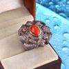 Natural Coral Victorian Ring, Diamond Victorian Ring, Vintage Ring, 925 Sterling Silver Ring, Coral and Diamond Ring, Luxury Ring | Save 33% - Rajasthan Living 9