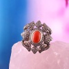 Natural Coral Victorian Ring, Diamond Victorian Ring, Vintage Ring, 925 Sterling Silver Ring, Coral and Diamond Ring, Luxury Ring | Save 33% - Rajasthan Living 8