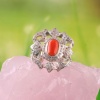 Natural Coral Victorian Ring, Diamond Victorian Ring, Vintage Ring, 925 Sterling Silver Ring, Coral and Diamond Ring, Luxury Ring | Save 33% - Rajasthan Living 8