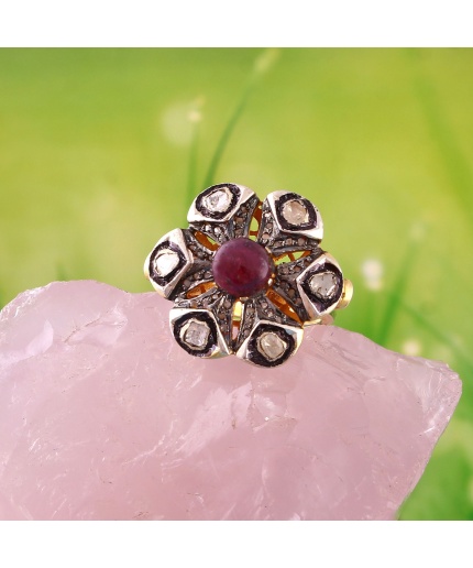 Ruby Star Victorian Ring, Diamond Victorian Ring, Vintage Ring, 925 Sterling Silver Ring, Ruby Star and Diamond Ring, Luxury Ring | Save 33% - Rajasthan Living