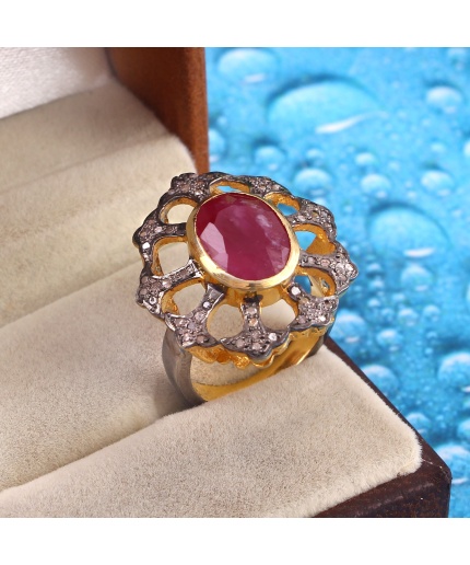 Ruby Victorian Ring, Diamond Victorian Ring, Vintage Ring, Victorian Jewelry, 925 Sterling Silver Ring, Ruby and Diamond Ring, Luxury Ring | Save 33% - Rajasthan Living 3