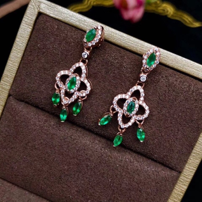 Natural Emerald Drop Earrings, 925 Sterling Silver, Emerald Drop Earrings, Emerald Silver Earrings, Luxury Earrings, Marquise Cut Stone | Save 33% - Rajasthan Living 9
