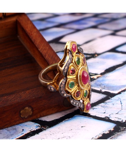 Ruby Victorian Ring, Diamond Victorian Ring, Vintage Ring, Victorian Jewelry, 925 Sterling Silver Ring, Ruby and Diamond Ring, Luxury Ring | Save 33% - Rajasthan Living 3