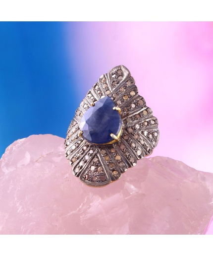 Sapphire Victorian Ring, Diamond Victorian Ring, Victorian Jewelry, 925 Sterling Silver Ring, Blue Sapphire  and Diamond Ring, Luxury Ring | Save 33% - Rajasthan Living