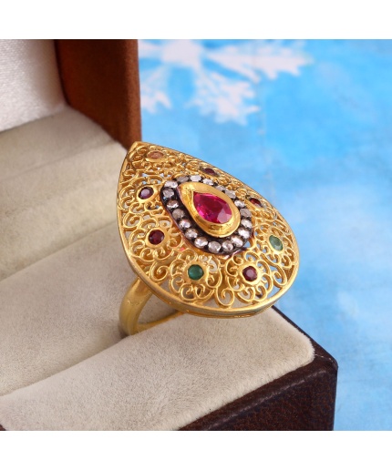 Ruby Victorian Ring, Emerald & Diamond Victorian Ring, Vintage Ring, Victorian Jewelry, 925 Sterling Silver Ring, Luxury Ring | Save 33% - Rajasthan Living 3