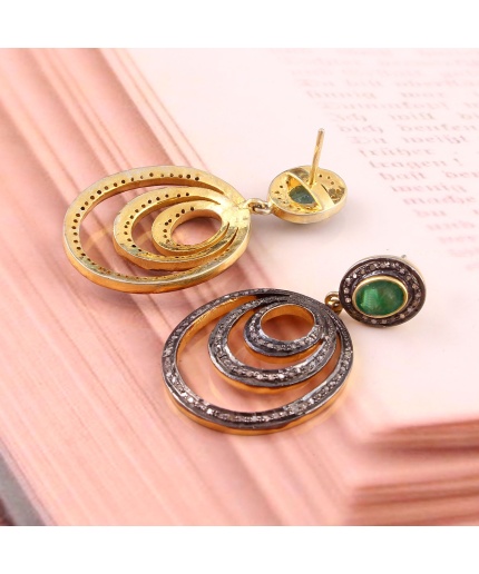 Emerald Victorian Earrings, Diamond Earrings, Drop Earrings, Vintage Earrings, Victorian Jewelry, Emerald & Diamond Earrings, Gift For Her | Save 33% - Rajasthan Living 3