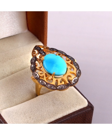 Turquoise Victorian Ring, Diamond Victorian Ring, Vintage Ring, Victorian Jewelry, 925 Sterling Silver Ring, Diamond Ring, Luxury Ring | Save 33% - Rajasthan Living 3