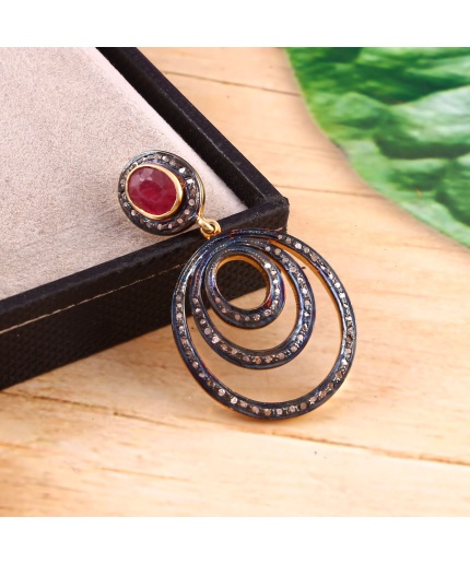 Natural Ruby Victorian Pendant, Diamond Pendant, Drop Pendant, Vintage Pendant, Victorian Jewelry, Ruby & Diamond Pendant, Gift For Her | Save 33% - Rajasthan Living 3