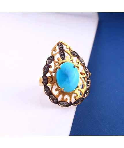Turquoise Victorian Ring, Diamond Victorian Ring, Vintage Ring, Victorian Jewelry, 925 Sterling Silver Ring, Diamond Ring, Luxury Ring | Save 33% - Rajasthan Living