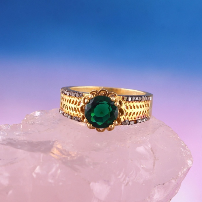 Lab Emerald Victorian Ring, Diamond Victorian Ring, Vintage Ring, Victorian Jewelry, 925 Sterling Silver Ring, Diamond Ring, Luxury Ring | Save 33% - Rajasthan Living 5