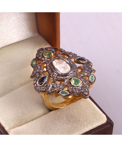 Diamond Victorian Ring, Vintage Ring, Victorian Jewelry, 925 Sterling Silver Ring, Sapphire, Emerald & Diamond Ring, Luxury Ring | Save 33% - Rajasthan Living 3