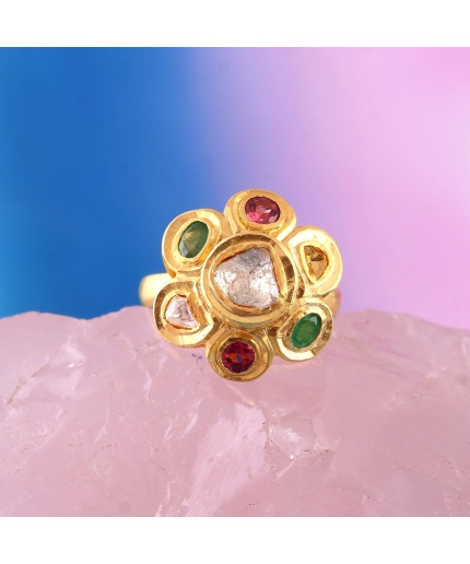 Garnet Victorian Ring, Diamond Victorian Ring, Vintage Ring, 925 Sterling Silver Ring, Emerald & Diamond Ring, Luxury Ring | Save 33% - Rajasthan Living