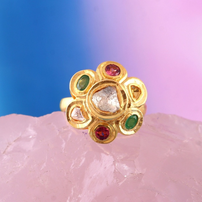 Garnet Victorian Ring, Diamond Victorian Ring, Vintage Ring, 925 Sterling Silver Ring, Emerald & Diamond Ring, Luxury Ring | Save 33% - Rajasthan Living 5