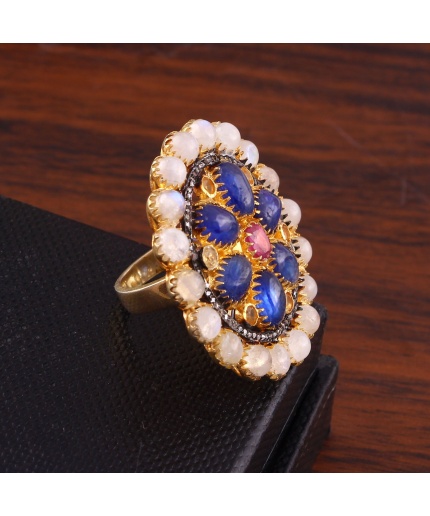 Sapphire, Ruby, Moonstone, Diamond Victorian Ring, Vintage Ring, Victorian Jewelry, 925 Sterling Silver Ring,  Luxury Ring, Gift for Her | Save 33% - Rajasthan Living 3