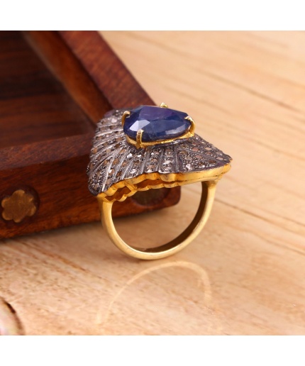 Sapphire Victorian Ring, Diamond Victorian Ring, Victorian Jewelry, 925 Sterling Silver Ring, Blue Sapphire  and Diamond Ring, Luxury Ring | Save 33% - Rajasthan Living 3