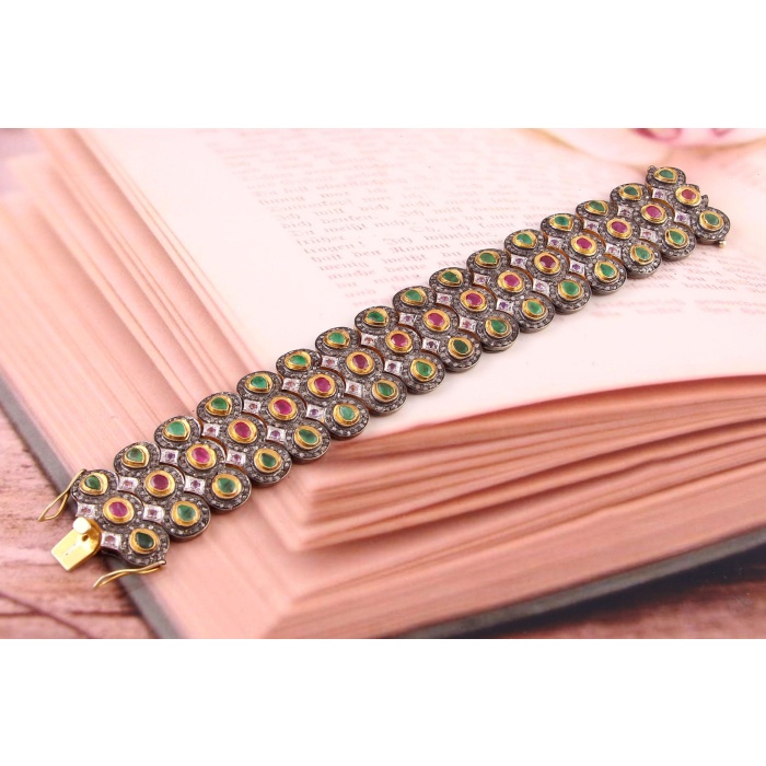 Ruby, Emerald, Amethyst Victorian Bracelet, Vintage Jewelry, Women Bracelet, 925 Sterling Silver Bangle, Diamond Bracelet, Gift For Her | Save 33% - Rajasthan Living 6
