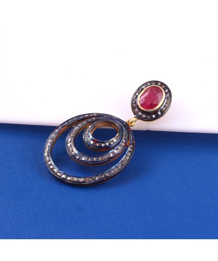 Natural Ruby Victorian Pendant, Diamond Pendant, Drop Pendant, Vintage Pendant, Victorian Jewelry, Ruby & Diamond Pendant, Gift For Her | Save 33% - Rajasthan Living
