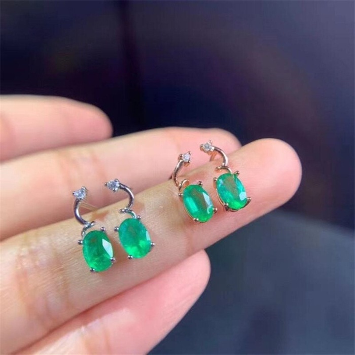 Natural Emerald Stud Earrings, 925 Sterling Silver, Emerald Earrings, Emerald Silver Earrings, Luxury Earrings, Oval Cut Stone Earrings | Save 33% - Rajasthan Living 9