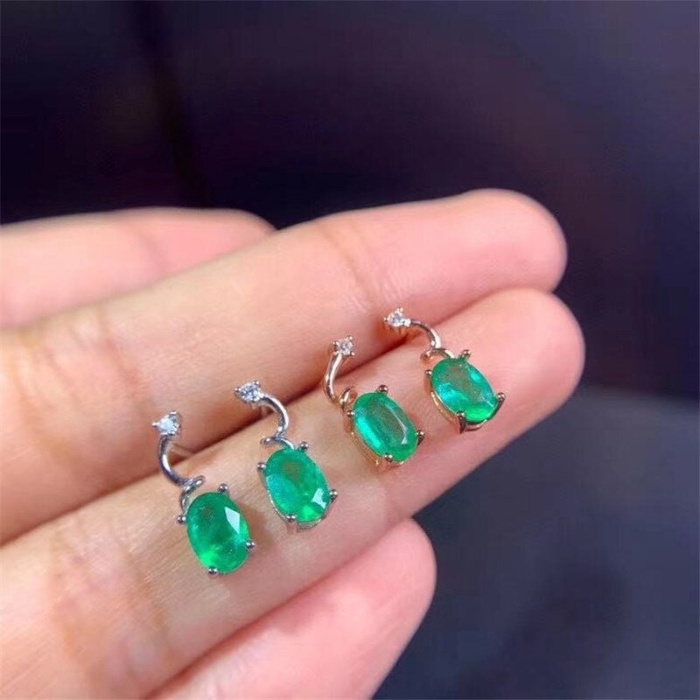 Natural Emerald Stud Earrings, 925 Sterling Silver, Emerald Earrings, Emerald Silver Earrings, Luxury Earrings, Oval Cut Stone Earrings | Save 33% - Rajasthan Living 10