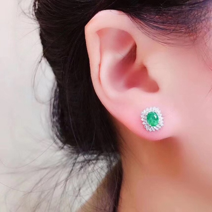 Natural Emerald Studs Earrings, 925 Sterling Silver, Emerald Earrings, Emerald Silver Earrings, Luxury Earrings, Oval Cut Stone Earrings | Save 33% - Rajasthan Living 8
