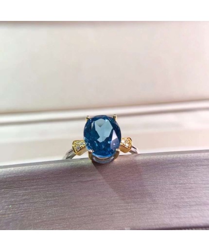 Natural Blue Topaz Ring, 925 Sterling Silver, Topaz Engagement Ring, Topaz Ring,  Wedding Ring, Topaz Luxury Ring, Ring/Band, Oval Cut Ring | Save 33% - Rajasthan Living 3