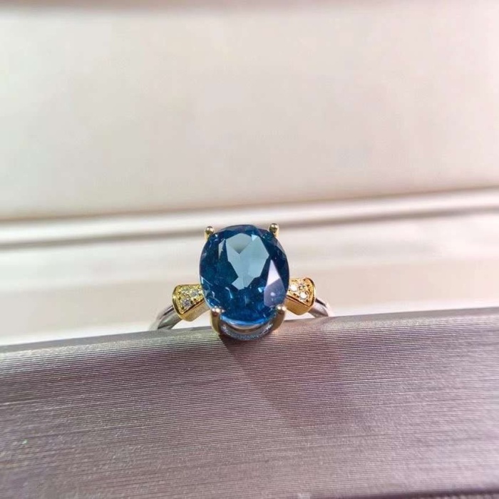 Natural Blue Topaz Ring, 925 Sterling Silver, Topaz Engagement Ring, Topaz Ring,  Wedding Ring, Topaz Luxury Ring, Ring/Band, Oval Cut Ring | Save 33% - Rajasthan Living 7