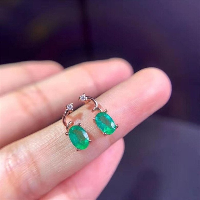 Natural Emerald Stud Earrings, 925 Sterling Silver, Emerald Earrings, Emerald Silver Earrings, Luxury Earrings, Oval Cut Stone Earrings | Save 33% - Rajasthan Living 7